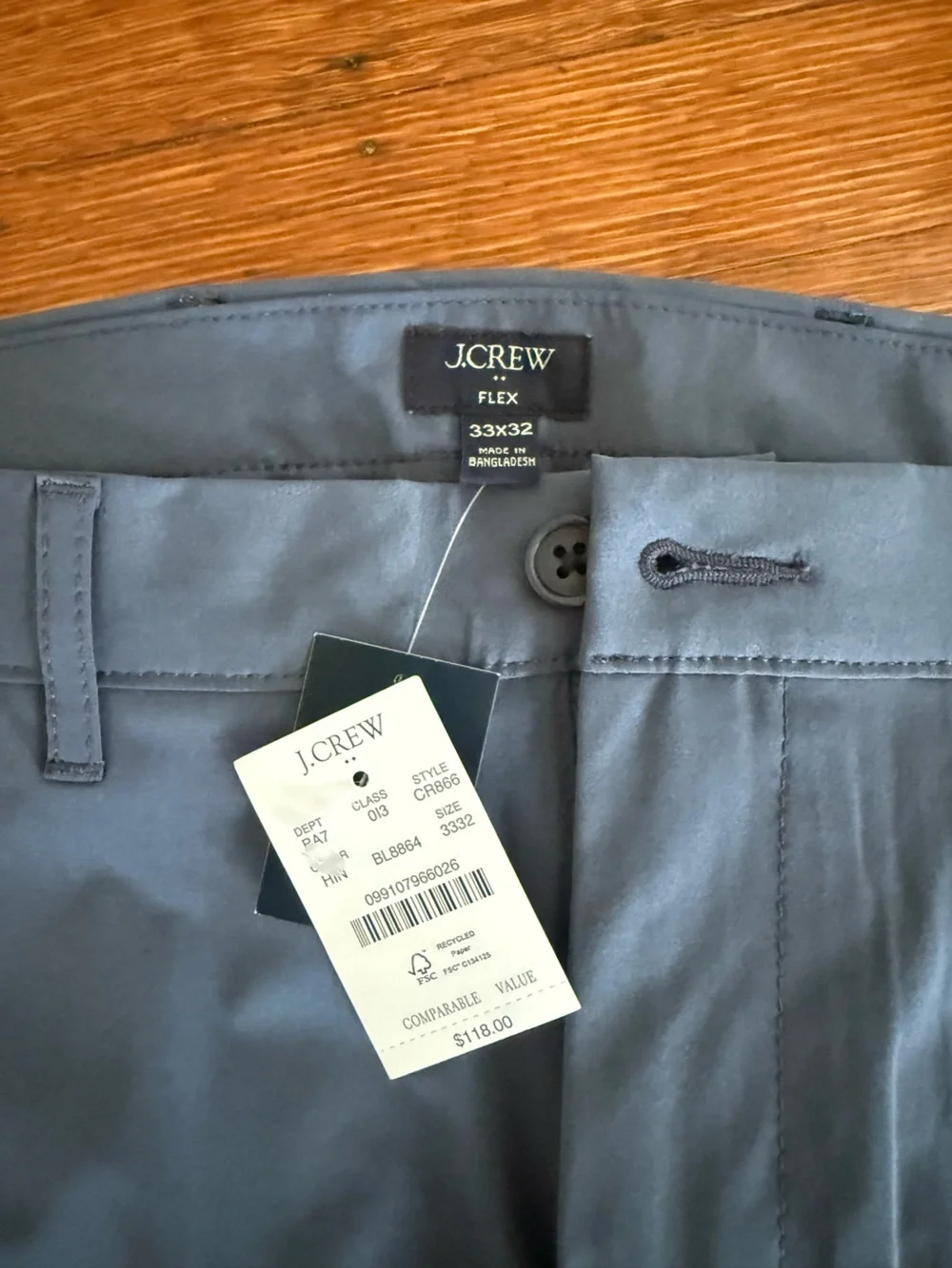 J. Crew Men's Straight Flex Chino Pants Blue